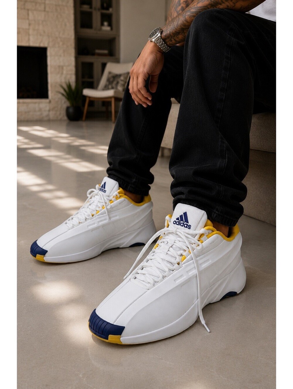 Adidas Crazy 1 Lakers White Yellow Purple Basketball Shoes Size 8